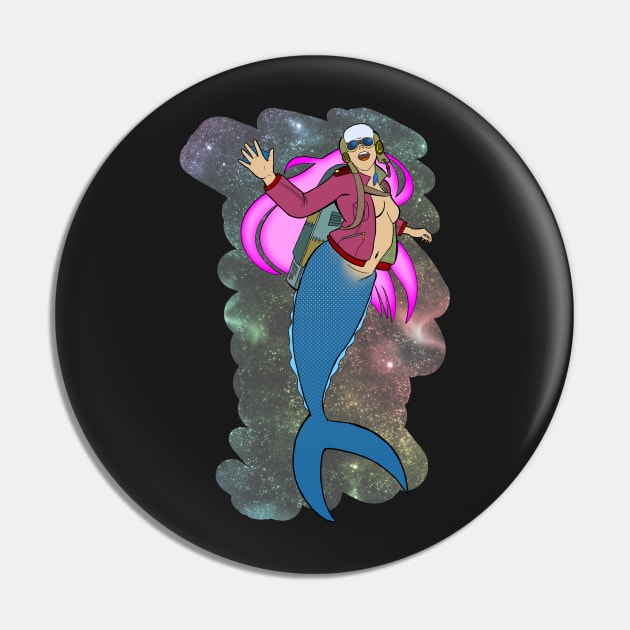 Mermaid Rocket Girl Pin by t_iii