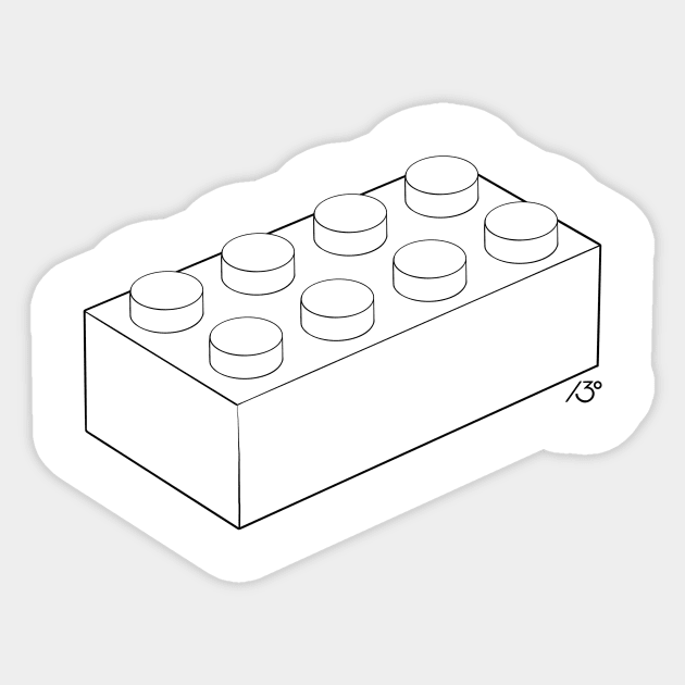 Minimal Brick Line Drawing - Lego - Sticker