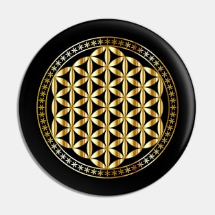 Flower of Life Sacred Geometry Gold Metal Pin