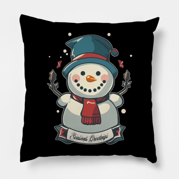 Vintage Snowman Pillow by Elijah101