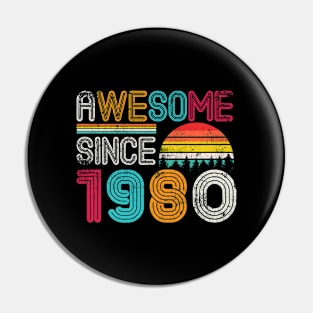 Awesome Since 1980 41th Birthday Gifts 41 Years Old Pin