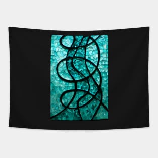 Modern Blue Stained Glass Tapestry