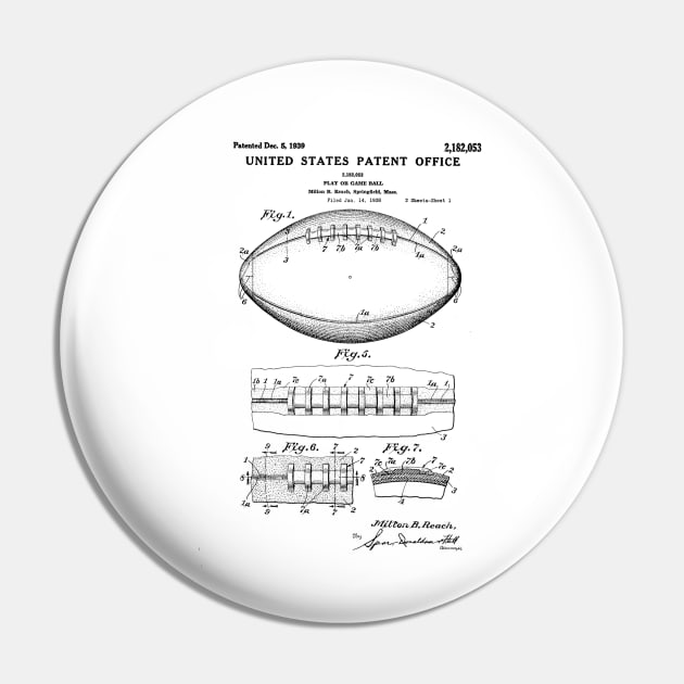 Football Ball Patent Black Pin by Luve