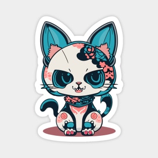 kawaii neko skull Magnet