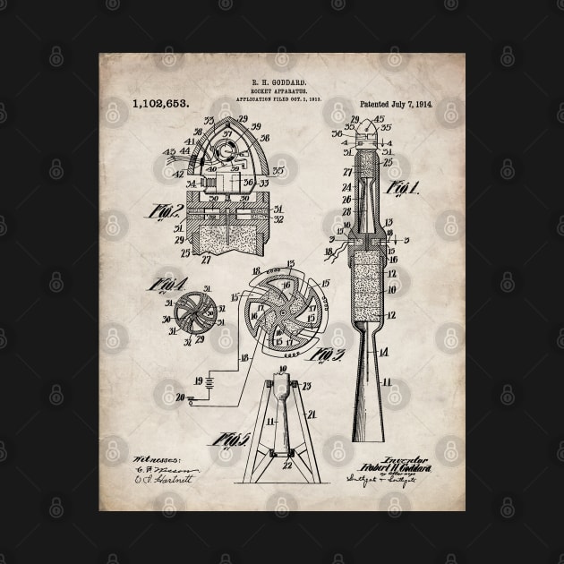 Rocket Ship Patent - Nasa Rocketship Art - Antique by patentpress