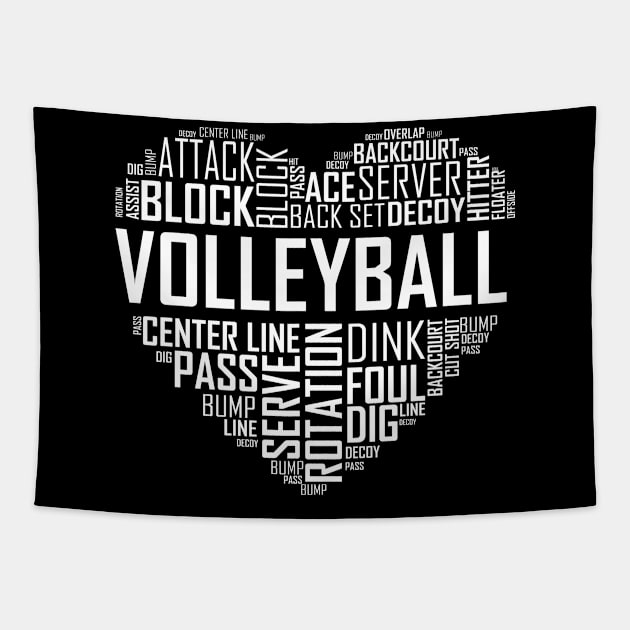 Love Volleyball Heart Tapestry by LetsBeginDesigns