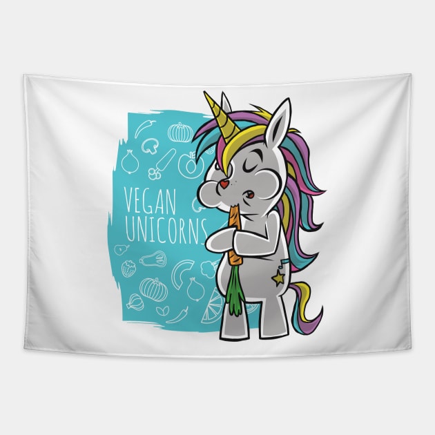 Vegan unicorn Tapestry by LR_Collections