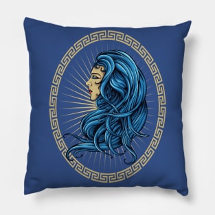 Lady In Blue Oriental, Mega Design Pillow