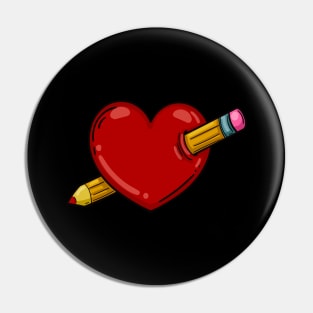 Heart With Pencil Love To Draw Drawing Artist Pin