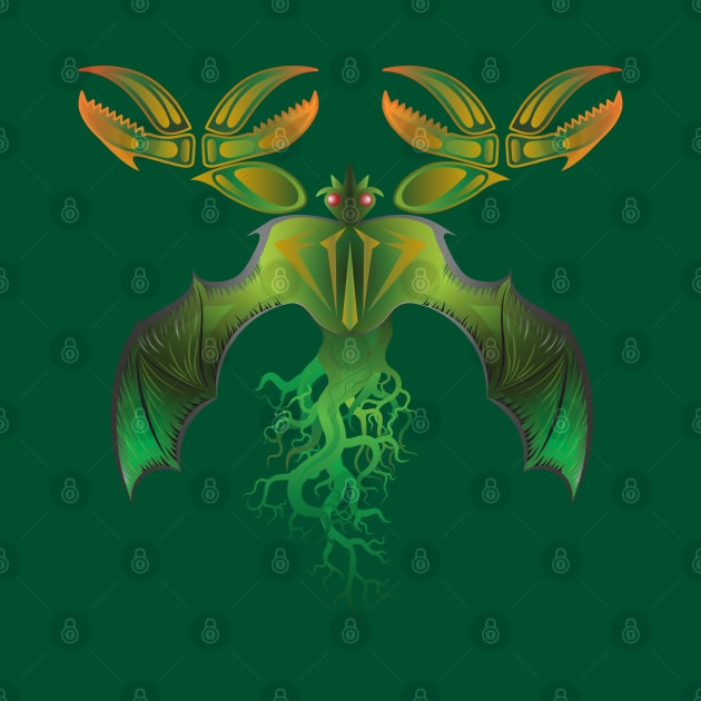 Green winged monster with claws like a crab by tepy 