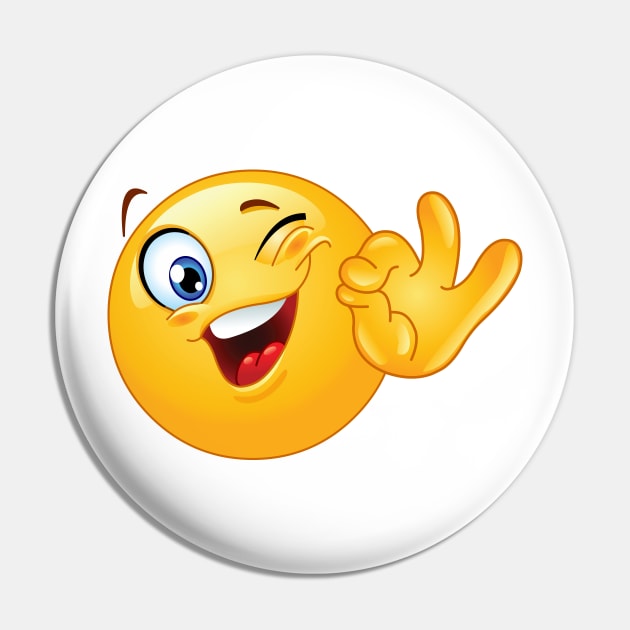 Winking emoji Pin by DigiToonsTreasures