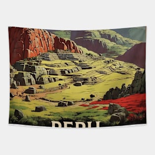 Sacsayhuaman Peru Tourism Vintage Poster Tapestry