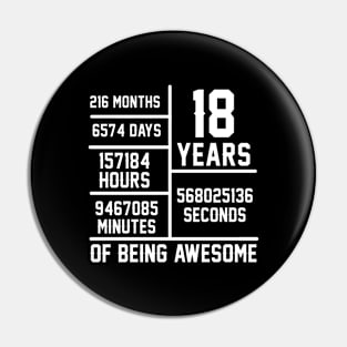 18th Birthday Idea For Boys & Girls Funny 18 Years Old Pin