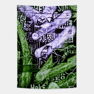 Urban Graffiti NYC Green Street Art Tapestry