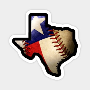 Texas Baseball Lover Map of State of Texas Flag Magnet