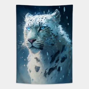 Snow Leopard Animal Portrait Painting Wildlife Outdoors Adventure Tapestry