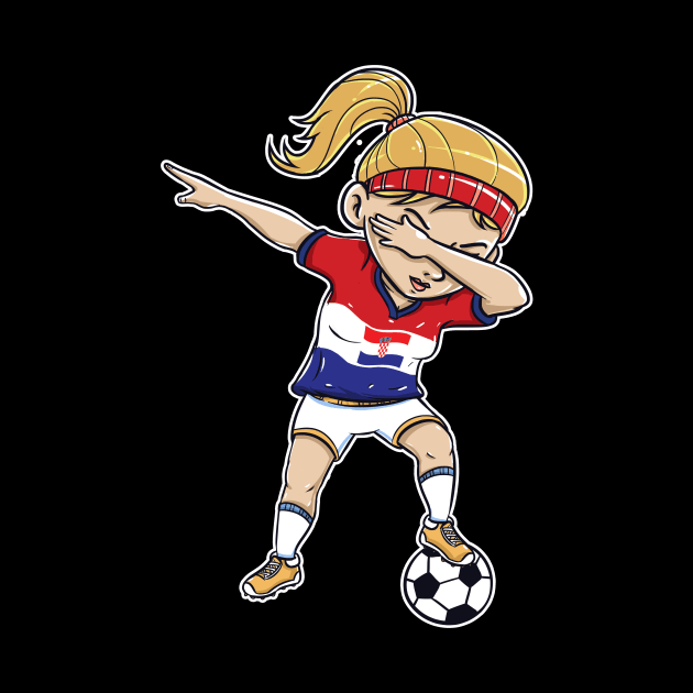 Dabbing Soccer Player Funny Croatia Fan T-Shirt girl by Pummli