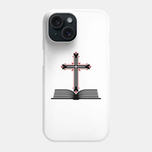 Cross of the Lord Jesus Christ and an open bible. Phone Case