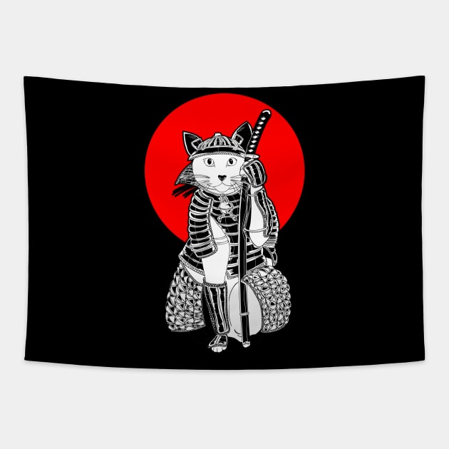 Samurai Neko Tapestry by Anime Gadgets