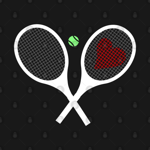 White Tennis Rackets with Heart by LittleForest