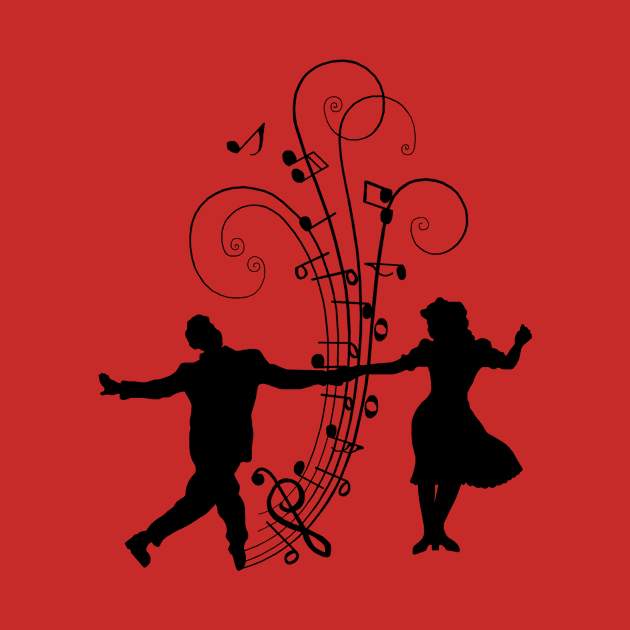 1940s Swing Dancers Music Silhouettes by Art by Deborah Camp