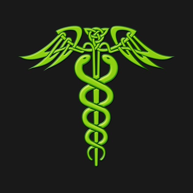 Green Celtic Knot Caduceus by sifis