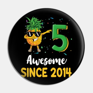 5th Birthday Pineapple Dabbing 5 Years Old T-shirt Pin