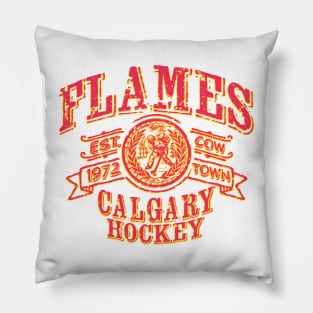 Flames Vintage Hockey Pillow