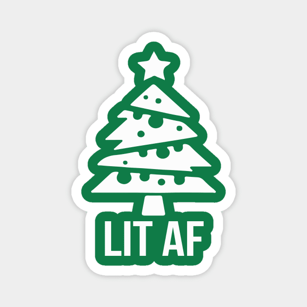 LIT AF | Funny Christmas Lights Humor Gift Idea Magnet by MerchMadness