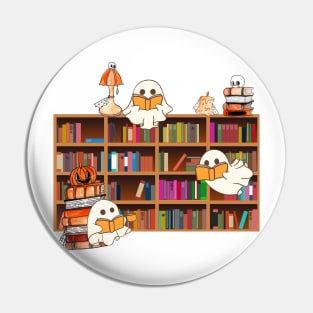 Ghost Library, Teacher Halloween Shirt, Halloween Shirt, Ghost Reading Shirt, Gift for Halloween, Spooky Season, Funny Halloween Shirt Pin