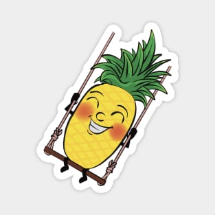 Cartoony Pineapple on a swing Magnet