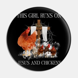 Farmer Christians - Girl Runs On Jesus and Chickens Pin