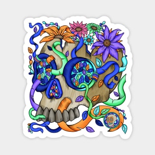 Skull Natures Color Garden - Dia De Los Muerto - Nature Lover Magnet