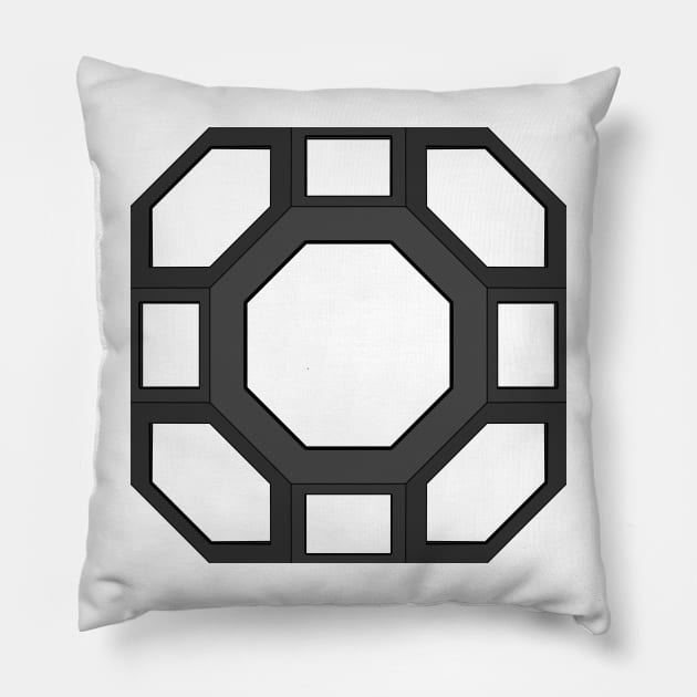 gmtrx lawal charcoal black skeletal truncated cuboctahedron Pillow by Seni Lawal