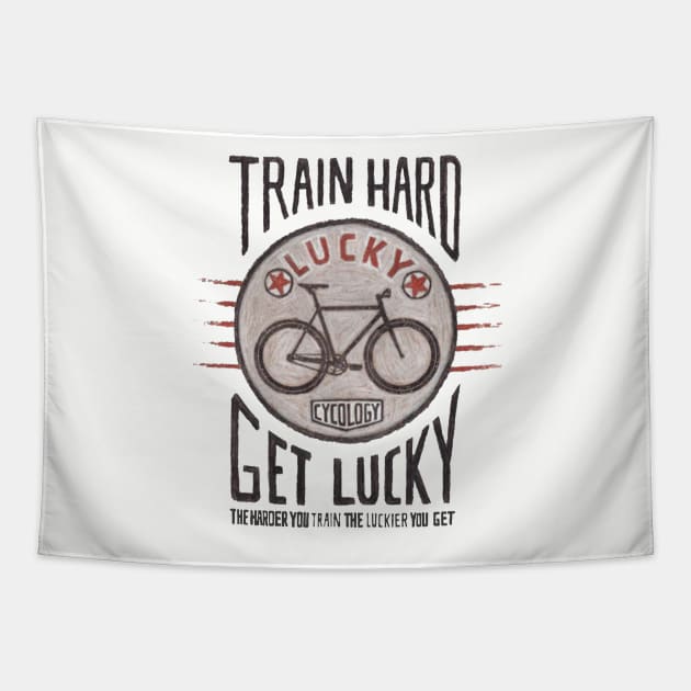TRAIN HARD, GET LUCKY Tapestry by jamilahayu