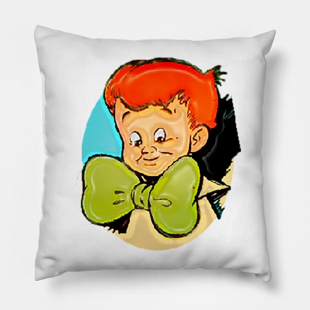 Red-haired boy in the green tie Pillow by Marccelus