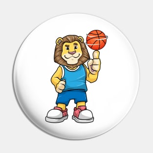 Lion as basketball player with a basketball Pin