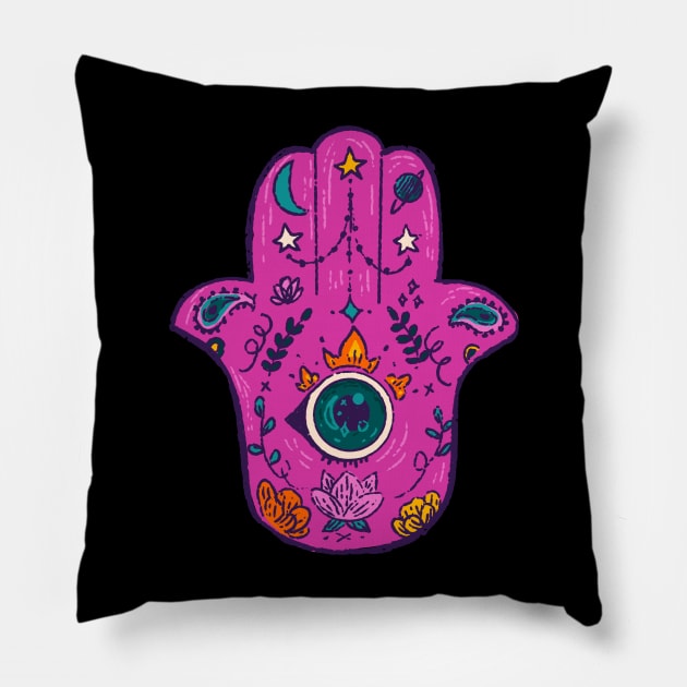 Pink Hamsa Pillow by Fluffymafi