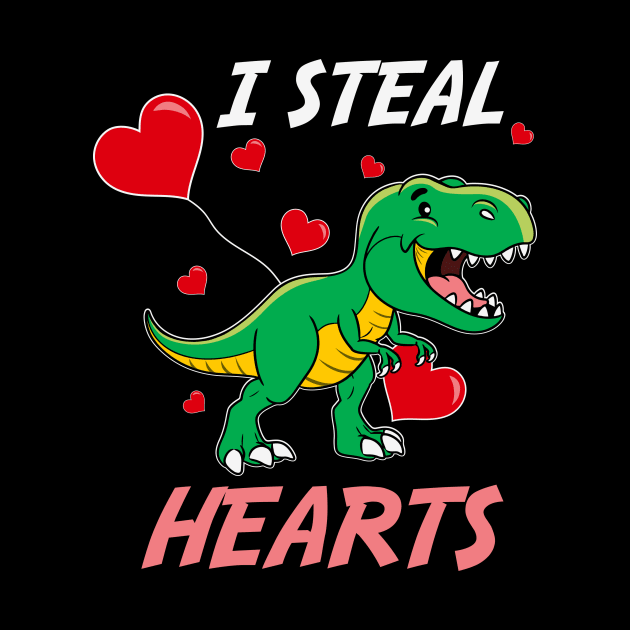 I Steal Hearts Valentines Day Dinosaur T-Rex by sufian