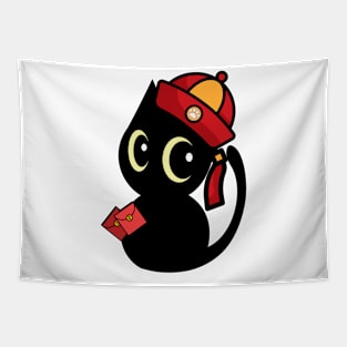 Cute Black Cat lunar new year Tapestry