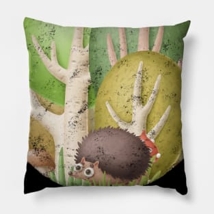 Cute hedgehog in forest Pillow