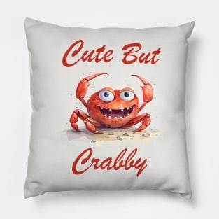 Funny Colorful Cartoon Crab, Cute But Crabby Pillow