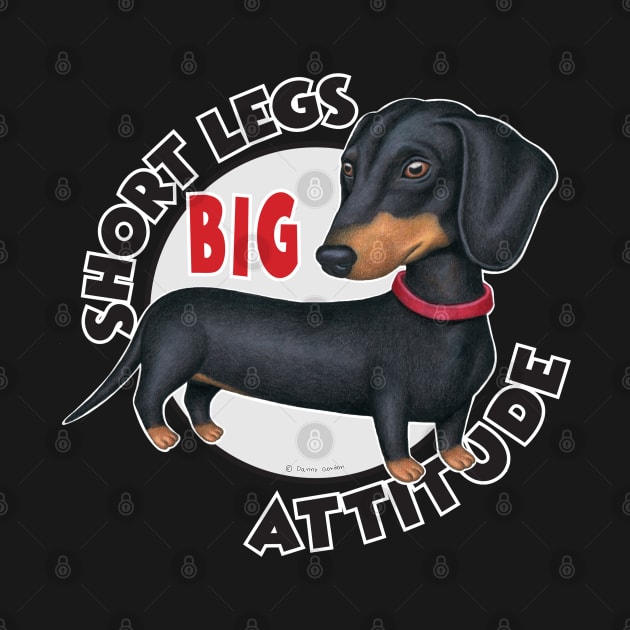 Awesome Doxie Dog posing with attitude on Black Dachshund with Red Collar by Danny Gordon Art