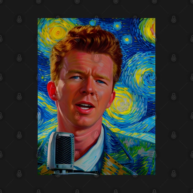 Rick Astley in starry night by FUN GOGH