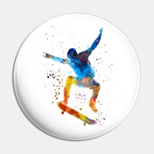 Man skateboard  in watercolor Pin