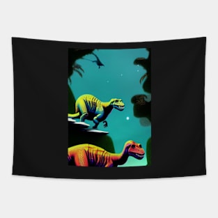 ABSTRACT ORANGE AND GREEN DINOSAUR Tapestry