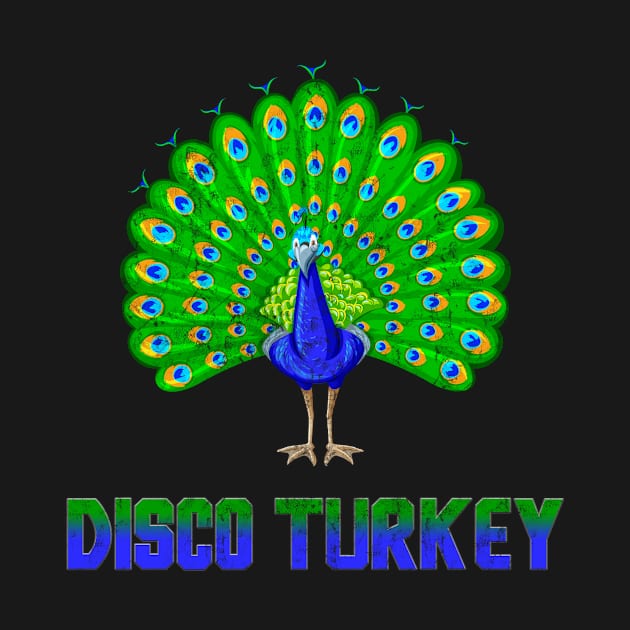 Peacock Disco Turkey Vintage Funny Animal Pun by Bluebird Moon