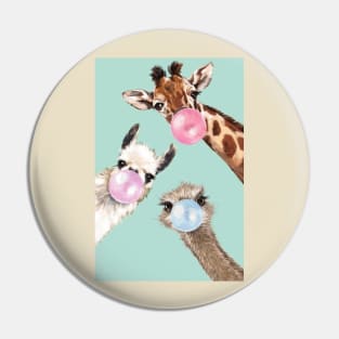 Funny Animals Giraffe, Llama, Ostrich Pin