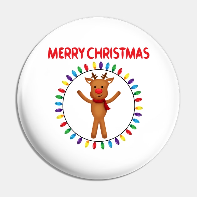 Cute Christmas Reindeer Pin by lunamoonart