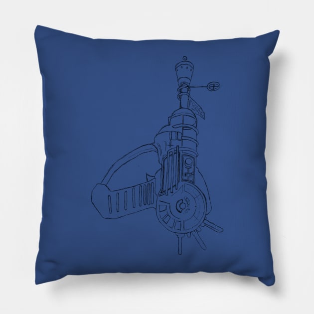 Zombie Ray Gun Blueprint on Royal Blue Pillow by LANStudios